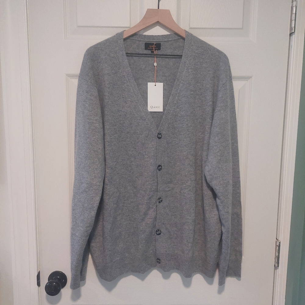 NWT! Quince Mongolian 100% Cashmere Gray Button Cardigan Sweater! Sz XXL! (H87)